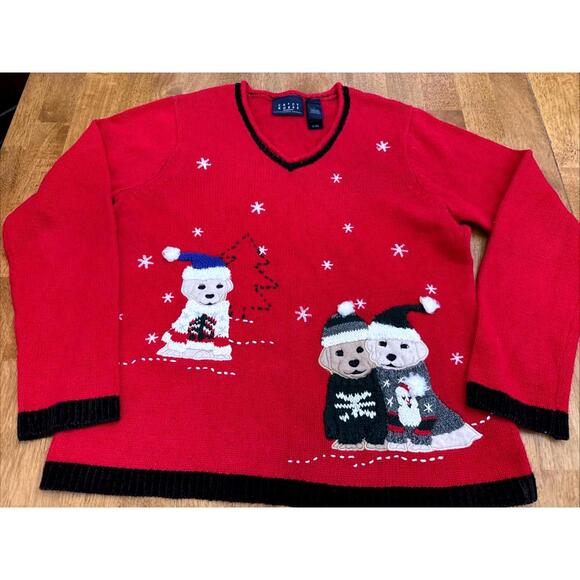 Sweaters - VTG Crazy Horse Claiborne Winter Sweater Sz M Dogs In Sweaters Dog Lover Novelty